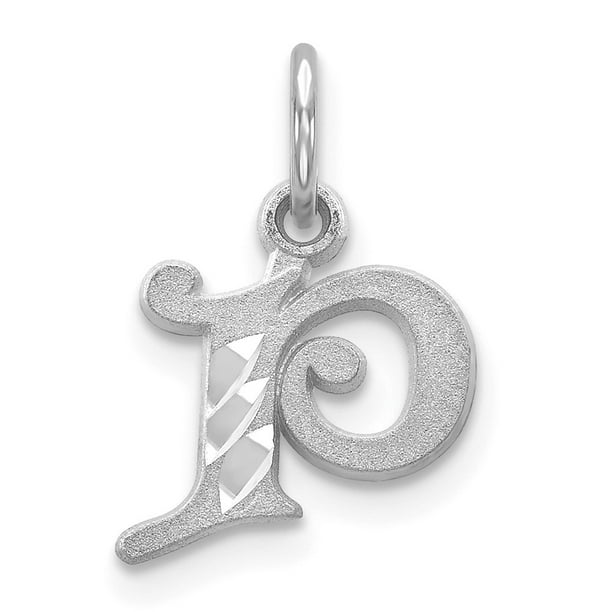 14k White Gold Diamond-cut Initial P Charm Pendant 14k White Gold Diamond-cut Initial P Charm Pendant